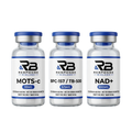 Engine Stack — MOTS-c, BPC-157/TB-500 Blend, and NAD+ research peptide vials