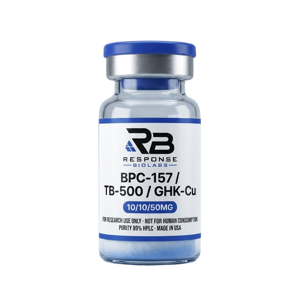 Glow Stack — BPC-157 / TB-500 / GHK-Cu 10/10/50mg research peptide vial